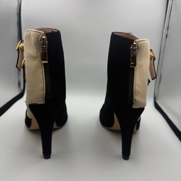 Vujkliy Women's Open Toe Ankle Boots High Heels Buckle Colorblock Size 6 - Picture 4 of 5